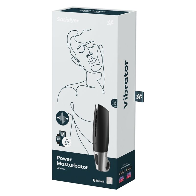 SATISFYER POWER masturbador vibrador automático para hombre con APP, en caja