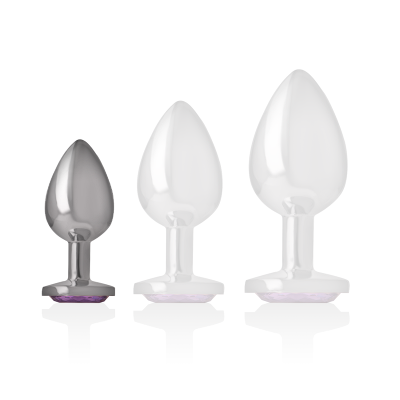 INTENSE plug anal metal cristal redondo violeta talla S, comparación tallas