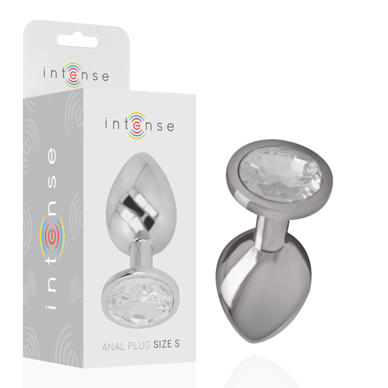 INTENSE plug anal metal cristal redondo violeta talla S, con empaque original