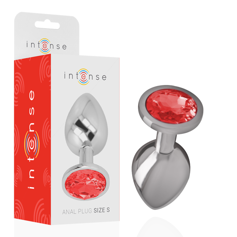 NTENSE plug tapón anal en metal con cristal redondo rojo, talla S, con empaque original