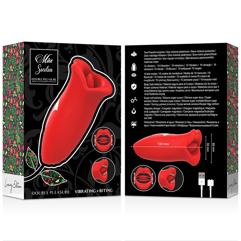 MIA SICILIA vibrador de doble estimulación para clítoris con USB, en caja