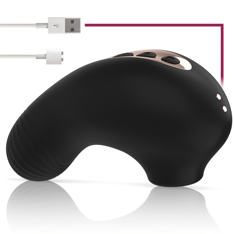 RITHUAL SHUSHU PRO vibrador y succionador de clítoris de bolsillo negro, cable USB magnetico