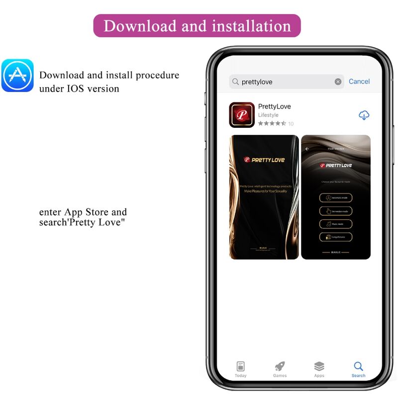 PRETTY LOVE ABNER huevo vibrador con APP, instalación IOS